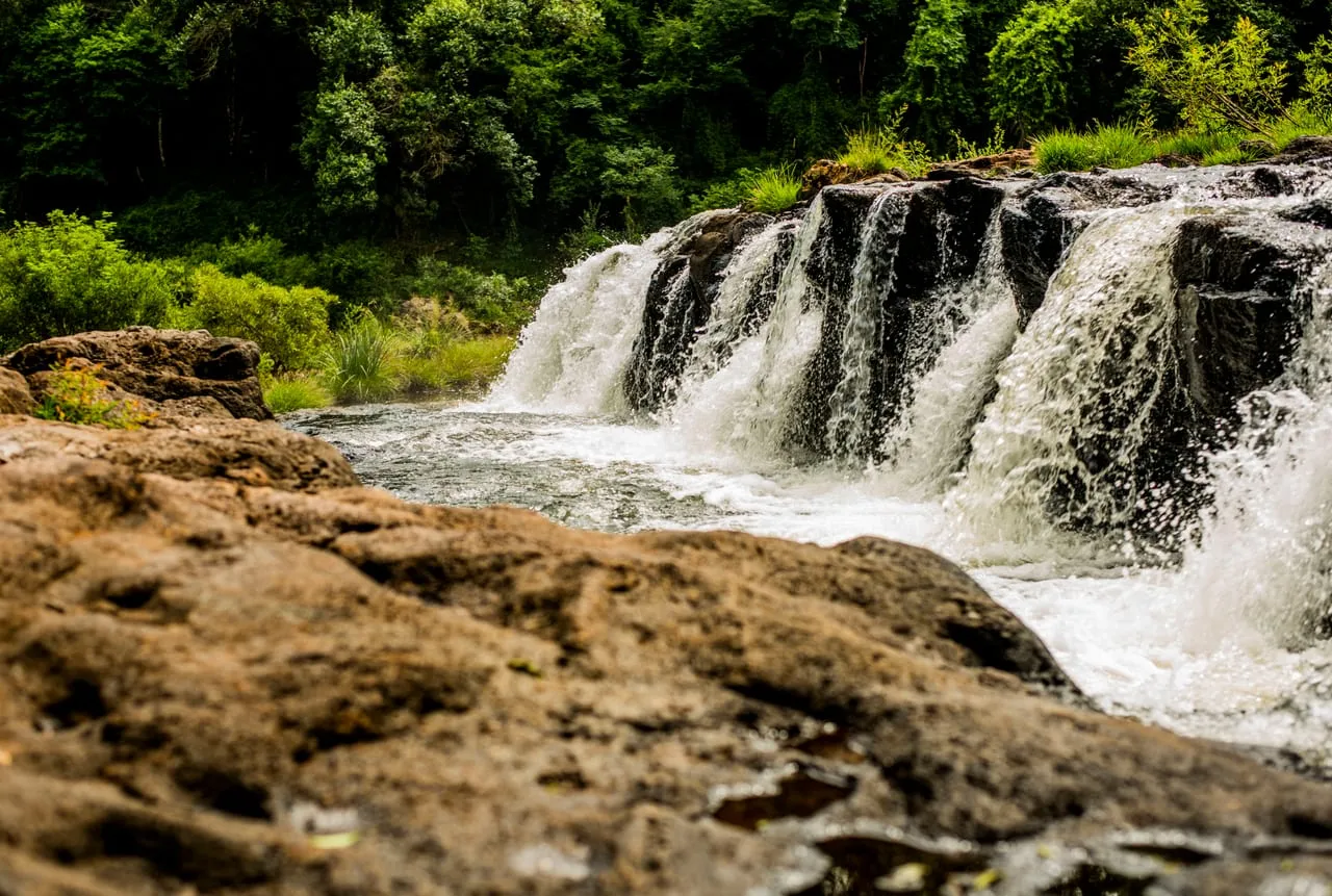 Cascadas del Tabay entre rocas y vegetación selvática de Misiones
